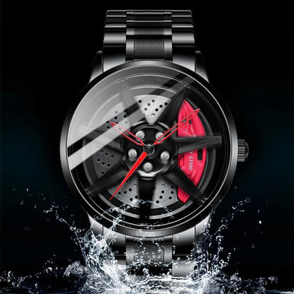 Men's Creative 3D Car Wheel Rotating Wrist Watch